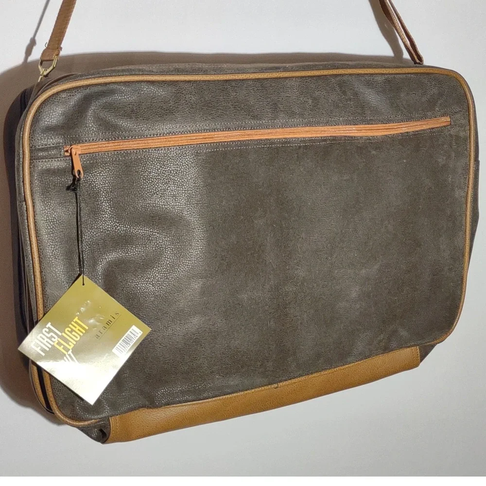 Aramis First Flight Travel Bag Brown Tan Messenger‎ Shoulder Weekender NWT